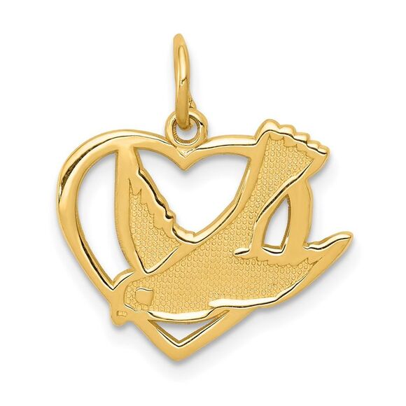 14k Yellow Gold Peace Bird Charm